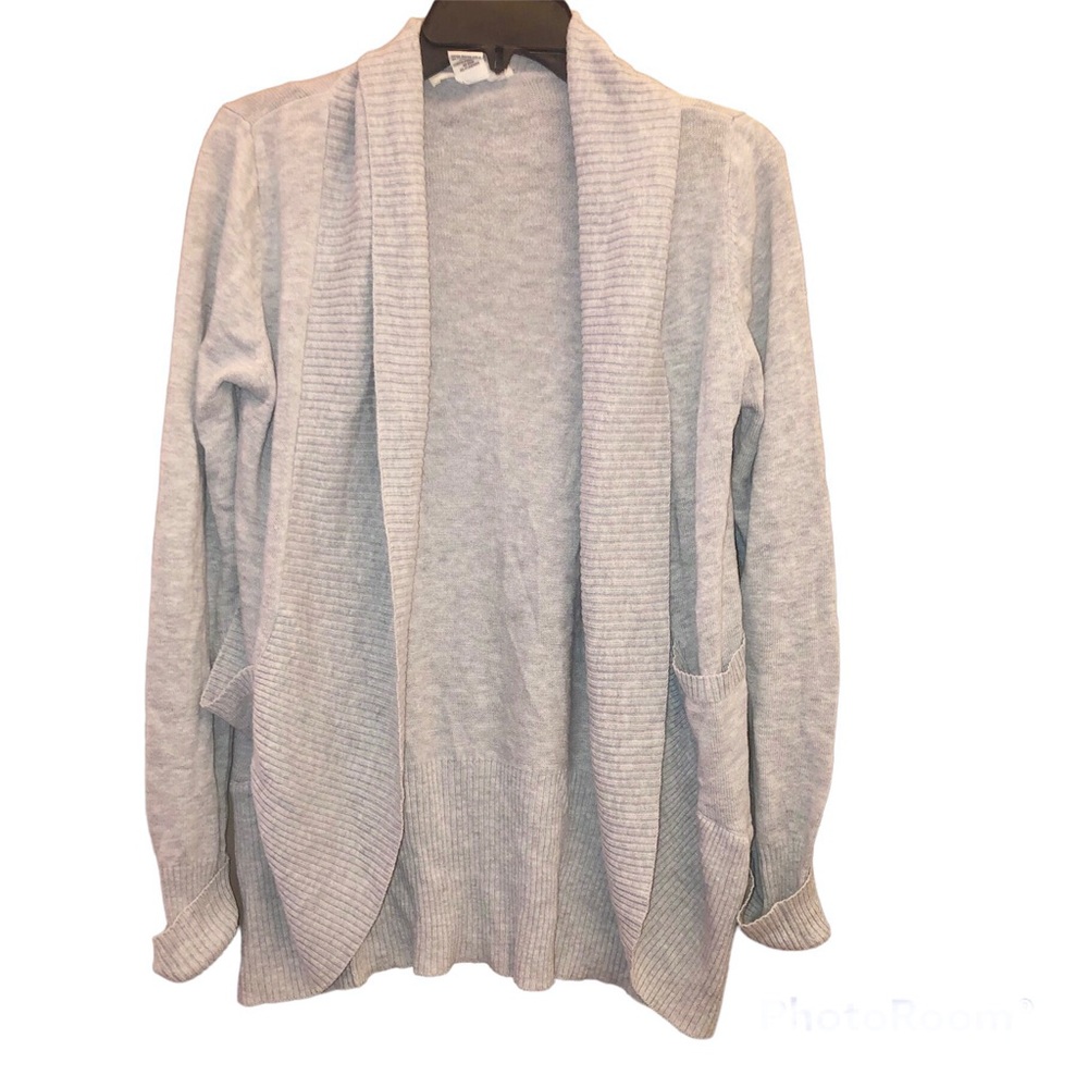 Sans Souci Open Front Ribbed Pocket‎ Cardigan Grey Small